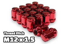 Load image into Gallery viewer, 16-Piece Set | 1.4” Tall | RED | 12x1.5 Thread | 3/4” Hex Drive | Bulge Acorn | Wheel Lug Nuts (Copy)