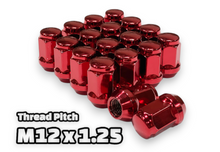 Load image into Gallery viewer, 24-Piece Set | 1.4” Tall | RED| 12x1.25 Thread | 3/4” Hex Drive | Bulge Acorn | Wheel Lug Nuts