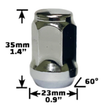 Load image into Gallery viewer, 16-Piece Set | 1.4” Tall | Chrome | 12x1.5 Thread | 3/4” Hex Drive | Bulge Acorn | Wheel Lug Nuts
