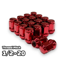 Load image into Gallery viewer, 32 RED Jeep Lug Nuts 1/2x20 Bulge Acorn Closed End For Jeep Wrangler JK TJ (Copy)
