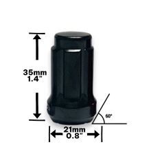Load image into Gallery viewer, 24-Piece Black Lug Nuts 14x1.5 Spline Tuner Lug Nuts with Security Key Socket