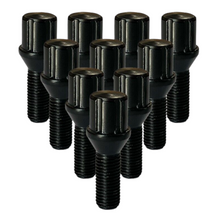 Load image into Gallery viewer, Black M12x1.5 Cone Seat Spline Lug Bolt 28mm Shank