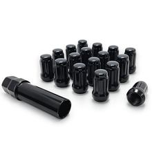 Load image into Gallery viewer, 24-Piece Black Lug Nuts 14x1.5 Spline Tuner Lug Nuts with Security Key Socket
