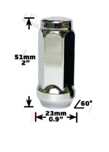 Load image into Gallery viewer, 20-Piece Set | 2” Tall | Chrome| 1/2-20 Thread | 3/4” Hex Drive | Bulge Acorn | Wheel Lug Nuts