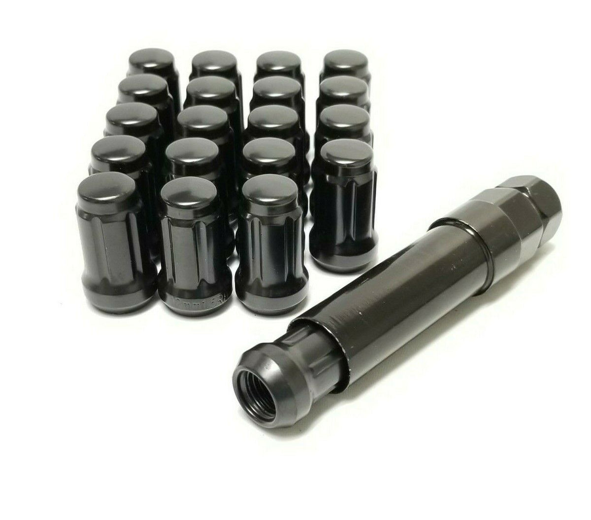 20 Black Tuner Racing Lug Nuts For Aftermarket Wheels 12x1.5 + 6 Splin
