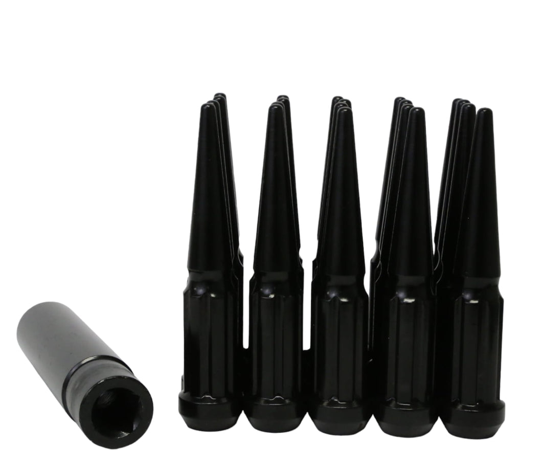thumbnail image 2 of 32PC Blue Spline Spike Lug Nuts 14x1.5 With Safety Key – Fits Chevy, GMC, Ford 2 of 5