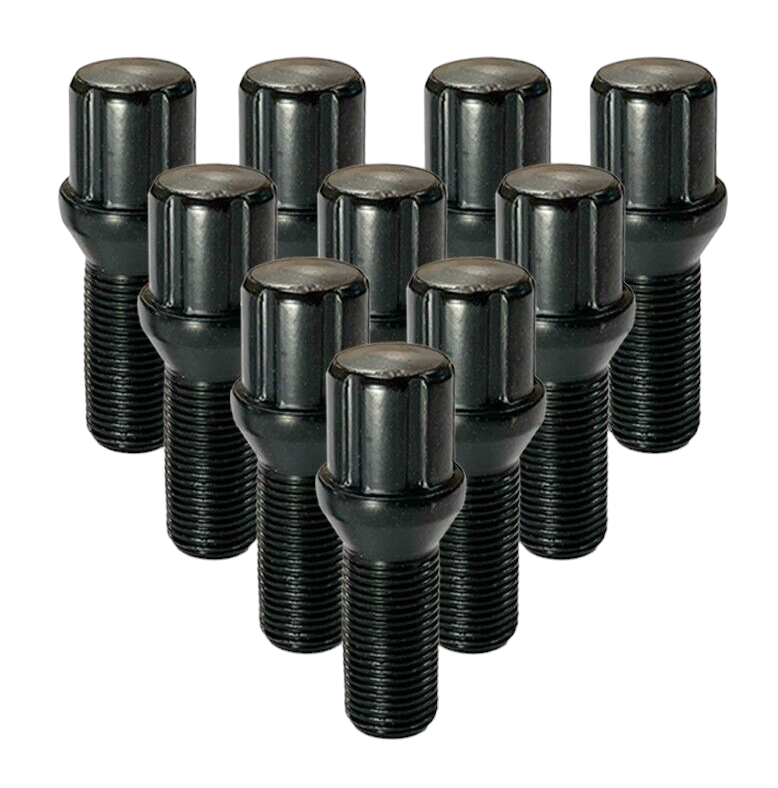 Black M14x1.25 Cone Seat Spline Lug Bolt 28mm