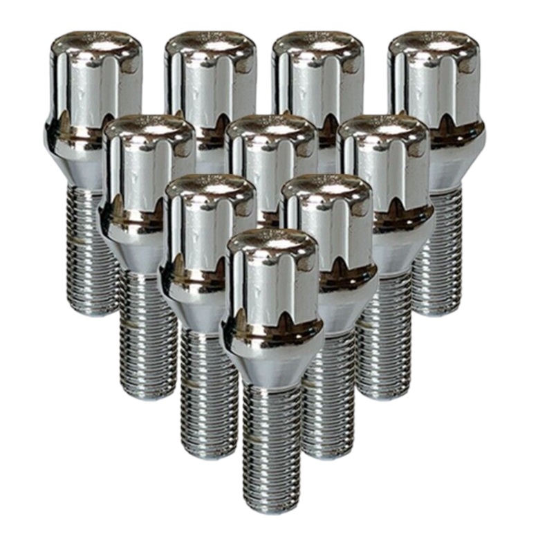 Chrome M12x1.5 Cone Seat Spline Lug Bolt 28mm Shank