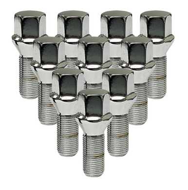 Chrome M14x1.25 Cone Lug Bolt 28mm Shank 17mm Hex