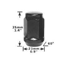 Load image into Gallery viewer, 24PCS BLACK CONICAL SEAT 14X1.5 WHEEL LUG NUTS BULGE ACORN FOR FORD MODELS
