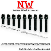 Load image into Gallery viewer, 20pcs M14x1.5 Black Ball Seat Extended Lug Bolts Fit Mercedes Stock Rims
