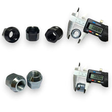 Load image into Gallery viewer, 1/2"-20 BLACK BULGE ACORN OPEN END WHEEL LUG NUTS  3/4" HEX  0.8'' TALL - WHOLESALE GREAT SAVING
