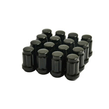 Load image into Gallery viewer, 16-Piece Set 1.4” Tall Black 1/2-20 Thread 6 Spline Tuner Locker Performance Wheel Lug Nuts Plus Security Socket
